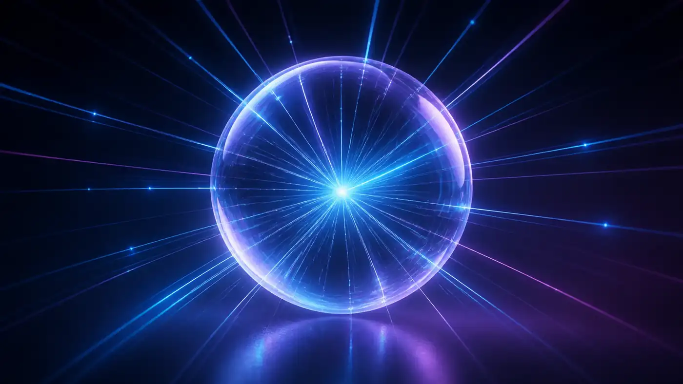 Light entering a glass sphere from every direction.